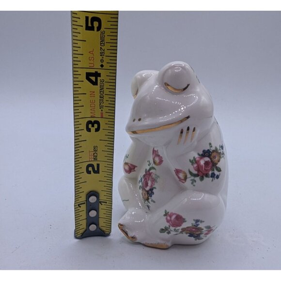 Vintage English Bone China Floral Sitting Frog by Fenton China Co - Picture 7 of 10